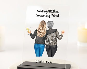 Unique Mother's Day Gift, Personalised Mum Gift, Mum Birthday Gift, Mother and Daughter Print, Gift from Daughter Clear Acrylic Plaque
