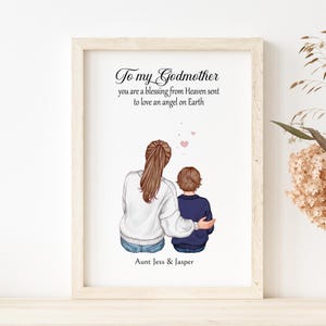 Personalised Godmother Gift, Personalised Print Godchild and Godmother, Christmas Gifts, Birthday Gifts for Her, Sentimental Keepsake