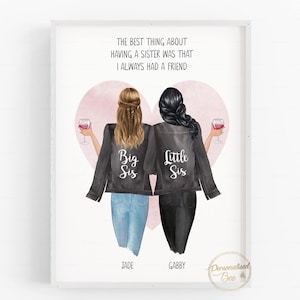 Zuster Cadeau, Zus gepersonaliseerde cadeau, Verjaardagscadeau voor zus, Beste vriend, Broers en zussen, Big Sis Little Sis, Kerstmis Vriendschap Print