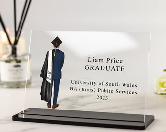Male Graduation Gift,Personalised Print,Congratulations,Class of 2021 Grad Gift for Son,Grandson, Best Friend, Acrylic Plaque and Stand