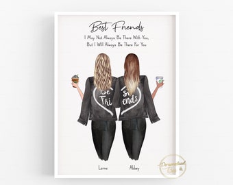 Best Friend Print,Personalised Gift for her, BFF present, Christmas gift for Friend, Sisters, Friendship Print,Best Friends Present,Custom