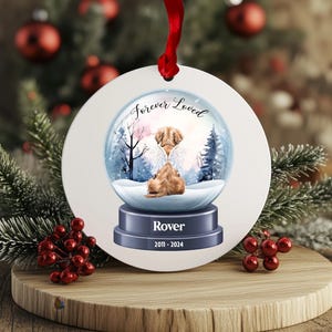 Dog Remembrance Christmas Bauble, Pet Memory Gift, Cat Memorial, Snow Globe Ornament, Portrait Personalised Xmas Decoration Acrylic Bauble