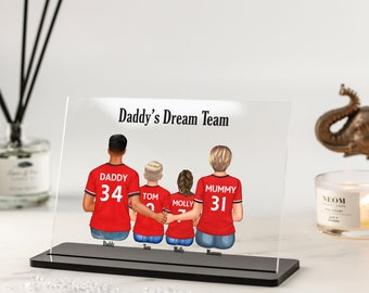Personliga fars dag-presenter, fotbollströja, familjetryck, present till pappor, present från son, dotter, husdjurstryck, personlig present, akrylplakett