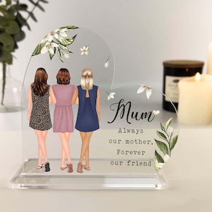 Regalo personalizzato per la mamma, Regalo di compleanno per la mamma, Regalo di Natale, Ritratto di madre e figlia, Regalo di famiglia ricordo della mamma, Targa acrilica a cuore con cassetta delle lettere