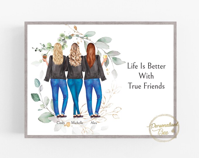 Best Friend Gifts, Birthday Gift for Friend, Personalised Gift for Friends, Portrait Print, Keepsake Gift, Friendship Gift, Sister Gift
