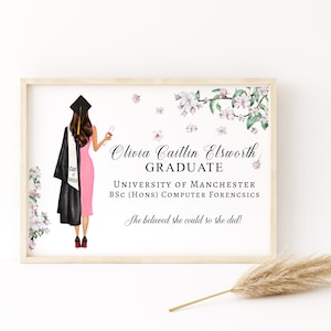 Graduation Gifts for Her, Personalised College Graduation, High School, Phd, Nurse, Medical School, Gifts for Friends, Daughter Unique Print