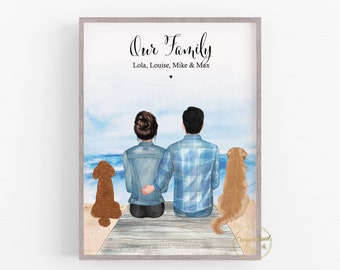 Personalised Gift for Couples and Pet V2, New Home Gift,Family portrait,Dog Owner, Pet Portrait, Christmas Gift, First Home Gift,Couples