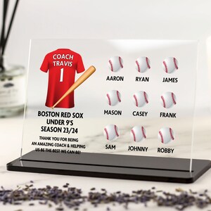 Personalised Baseball Coach Gift, Thank you Gift from Team, Coach Appreciation Gift, Gift from Team, End of Season Manager Acrylic Plaque