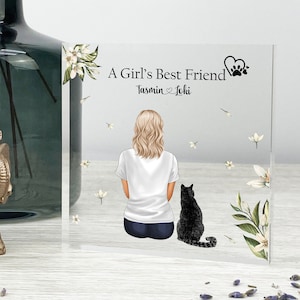 Owner and Pet Custom Print, Pet Portrait, Pet remembrance gift, Pet Loss Sympathy Present, Christmas Gift, Pet owner Gift, Acrylic Block image 2