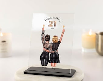 21st Birthday Best Friend Gift, Best Friend Print, Friendship Gift, BFF Personalised Gift, Custom Acrylic Plaque with Stand, Custom Gift
