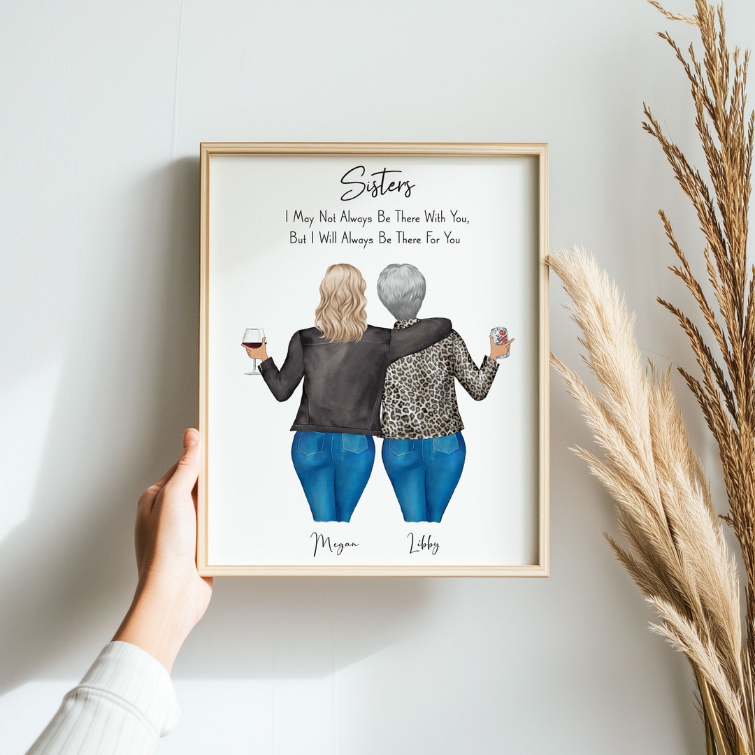 Sister Gift, Christmas Gift for Sister, 2 Sisters Print, Personalised ...