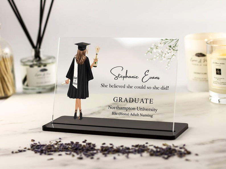 Graduation Gift 2022, Personalised Print, Congratulations, Grad Gift for daughter, granddaughter, Best Friends, Acrylic Plaque and Stand image 1