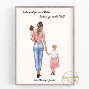 Personalised Mothers day Gift, First Mothers Day, Custom Mum Gift, Mum Birthday gift, Mum and Baby Print, Mum and Kids Portrait