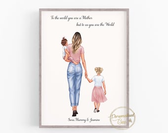 Personalised Mothers day Gift, First Mothers Day, Custom Mum Gift, Mum Birthday gift, Mum and Baby Print, Mum and Kids Portrait