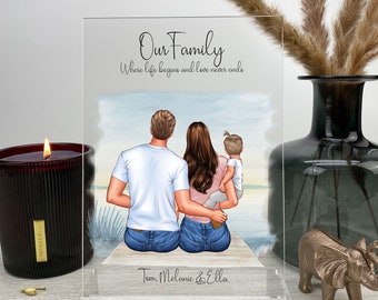 Gift for Mum, Personalised Gift for New Parents Gift, Couple and Baby Print,Birthday Gift for Mum, Gift for Dad, Family Print Acrylic Plaque