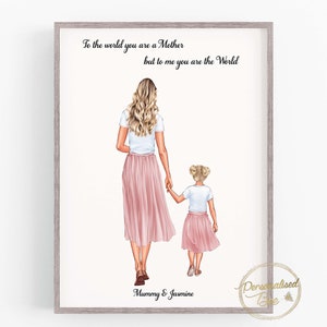 Personalised Mothers day Gift, First Mothers Day, Custom Mum Gift, Mum Birthday gift, Mum and Baby Print, Mum and Kids Portrait image 2