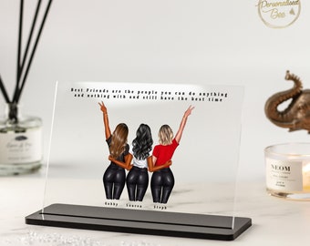 Birthday Best Friend Gift, 3 Friends Best Friend Print, Friendship Gift,BFF Personalised Gift,Custom Acrylic Plaque with Stand, Custom Quote