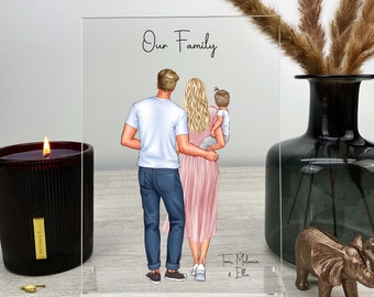 Personalised Gift for Mum, Mothers Day Gift, 1st Mothers Day Gift, Family Portrait, New Parents Gift, Couple and Baby Portrait, Fathers Day