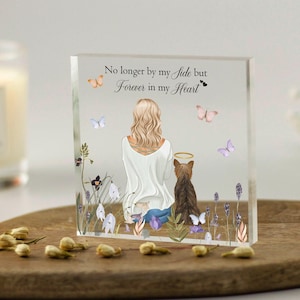 Memorial para cães, presente para donos de cães, retrato de animais de estimação, presente de lembrança para animais de estimação, presente de condolências pela perda de animais de estimação, lembrança de melhor amigo canino, bloco de acrílico
