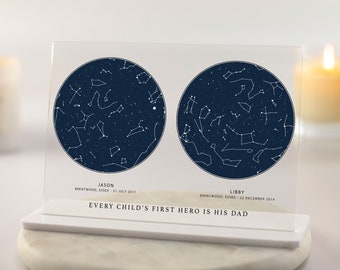 Custom Star Map, Night Sky Print Personalised Gift, Gift For Dad, Constellation Print, Night Sky, The Night You Became, Acrylic Plaque