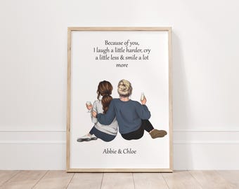 Personalisierte Freundschaft Geschenk, beste Freunde Druck, Weihnachtsgeschenke, Geburtstag Andenken Geschenk, Besties Geschenk für sie, Sentimental Andenken
