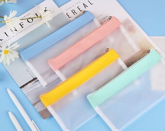 Colorful Transparent soft pencil case -- Multi Purpose | Teacher | Makeup Bag | Cosmetic Bag |Pental |Stationery Organizer Gift |Pen pouch