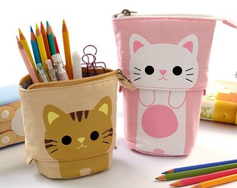 Kawaii Animal Pop up Pencil case -- Multi Purpose | Teacher | Makeup Bag | Cosmetic | Pencil Bag | Stationery  Gift | Animal | Pen pouch