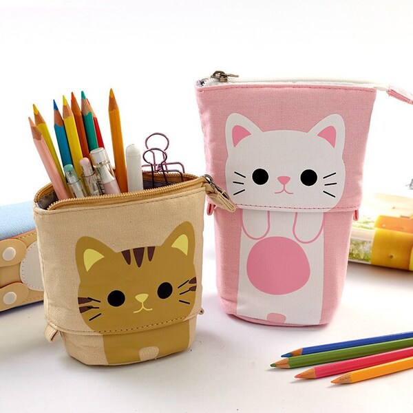 Kawaii Animal Pop up Pencil case -- Multi Purpose | Teacher | Makeup Bag | Cosmetic | Pencil Bag | Stationery  Gift | Animal | Pen pouch