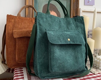 Simple large capacity corduroy vintage shoulder bag -- Eco Tote Bag | Eco Friendly Shopper | Beach Bag | Shopping Bag |Gift for her |Grocery