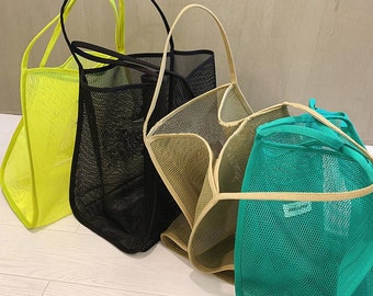 Sharp color mesh tote bag -- Eco Tote Bag | Eco Friendly Shopper | Cat Dog Animal | Beach Bag | Shopping Bag | Gift for her |  Grocery