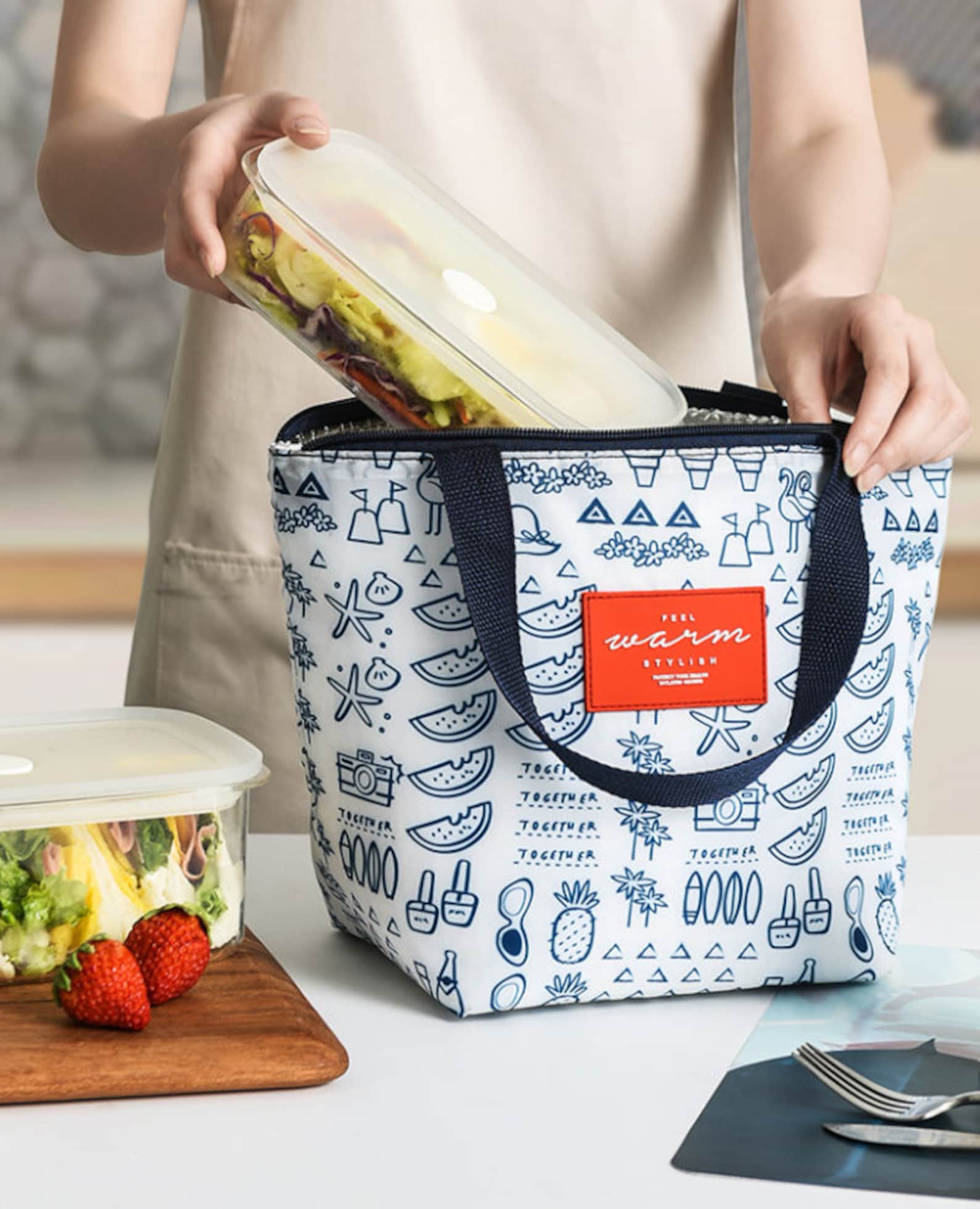 Zipped Water Proof Lunch Bag 3 Colors Lunch Tote Eco Etsy Australia