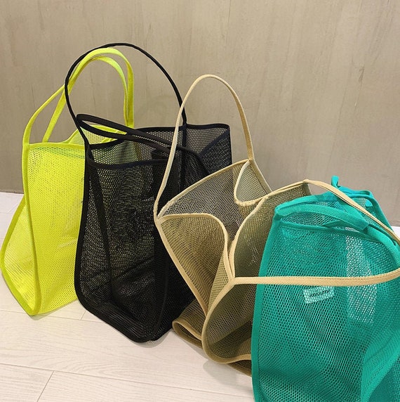 Letter Pattern Mesh Tote Shoulder Bag All Match Simple Storage Bag
