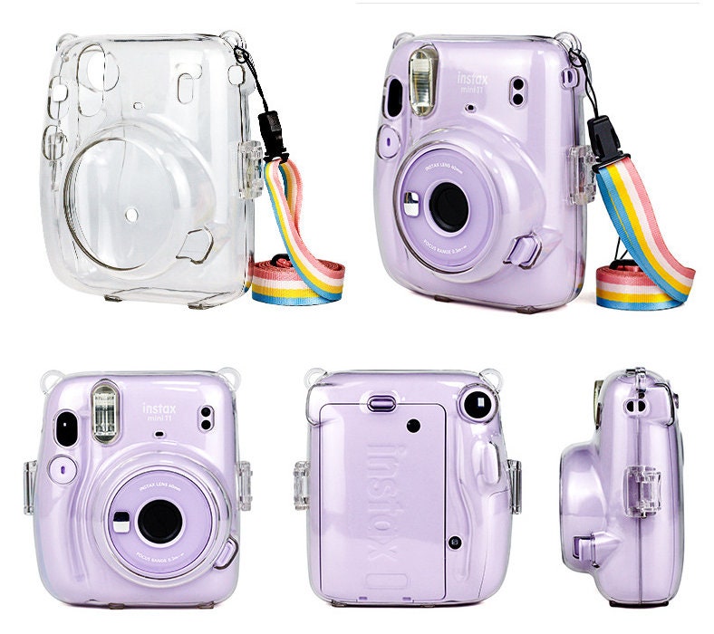 For Fujifilm Instax Mini 11 Transparent Camera Case Protective Carry Bag  Cover with Shoulder Strap Storage