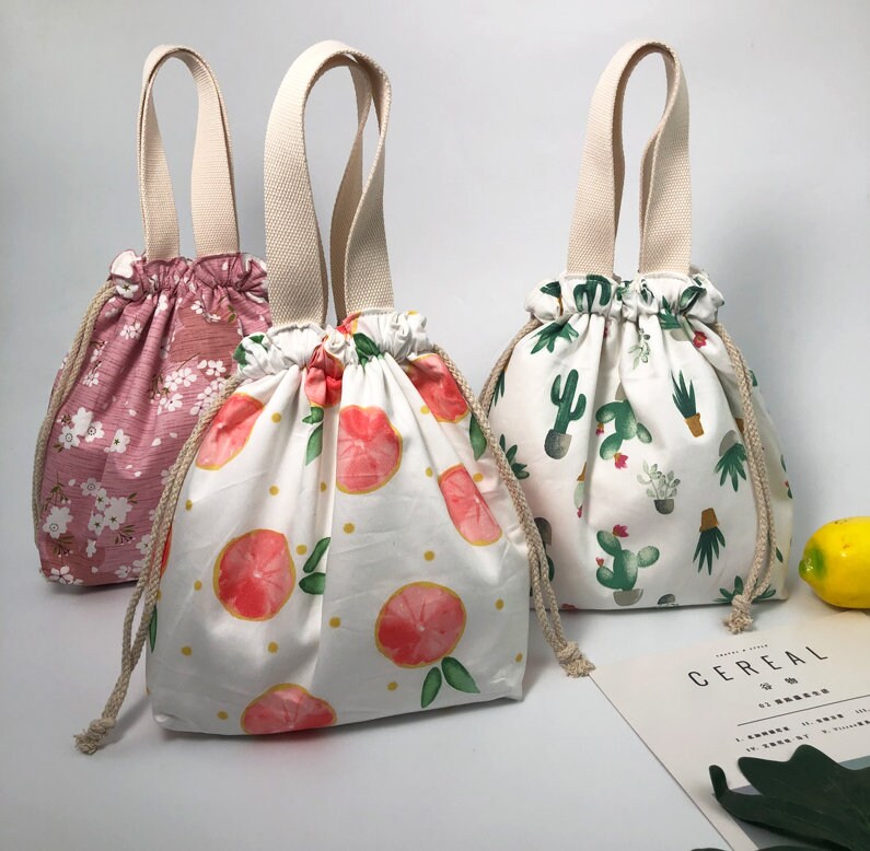 Japanese style String lunch bag -- Lunch Tote | Eco Friendly |Reusabl…