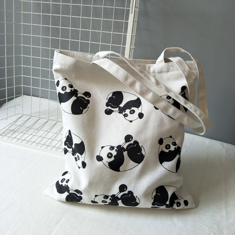 Totebag With Panda Eco Tote Bag Eco Friendly Shopper - Etsy