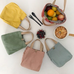 Foldable Shopping Bag Lunch Bags Canvas Tote Women Small Handbag Grocery  Food