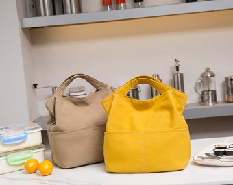 Borsa per il pranzo isolata impermeabile in tessuto riciclato 6 colori -- Tote / Eco friendly /Riutilizzabile /Scuola /Regalo per bambini donne damigelle d'onore /Alimentari