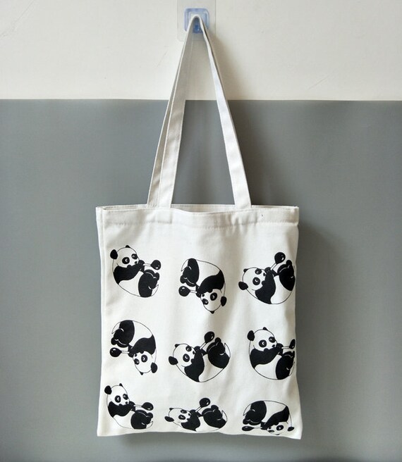 Totebag With Panda Eco Tote Bag Eco Friendly Shopper | Etsy