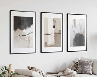 Abstract Beige Gray Art Print, Minimalist Earth Tone (Digital Download)