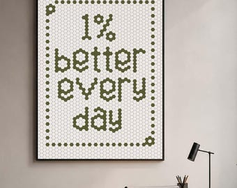 Póster motivacional "Mejora un 1% cada día" para imprimir / Arte mural inspirador para gimnasio, Impresión motivacional destacada, Arte mural para oficina (Descarga digital)