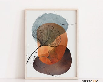 Ginko Illustration Ginko Linie Kunst Boho Ginko Druck Ginko Blätter Kunst Ginko Aquarell Ginko Abstrakter Ginko Minimalistischer Ginko Pflanzen Druck