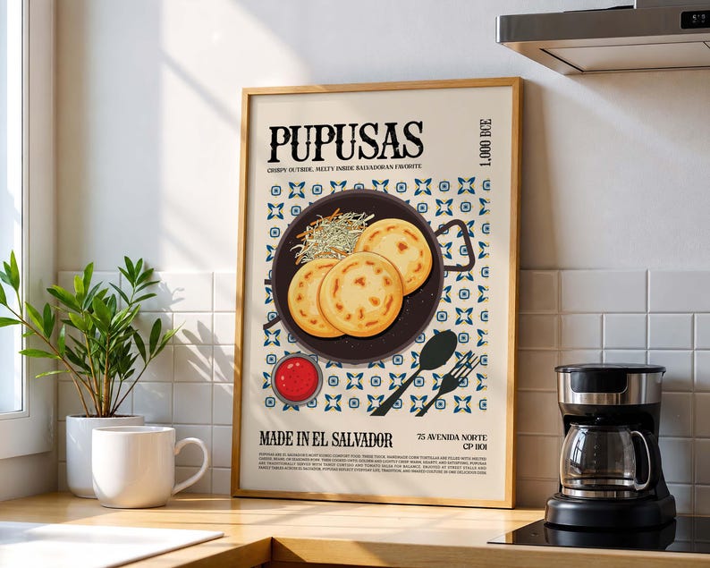 Pupusas Art Print: Salvadoran Food, El Salvador Kitchen Wall Decor (Digital Download) image 3