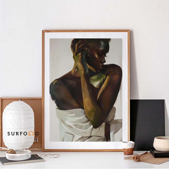 Black Woman Art African American Art Painting Black girl art Black woman portrait Women Wall Art Feminine Wall Decor Black Beauty Art Decor