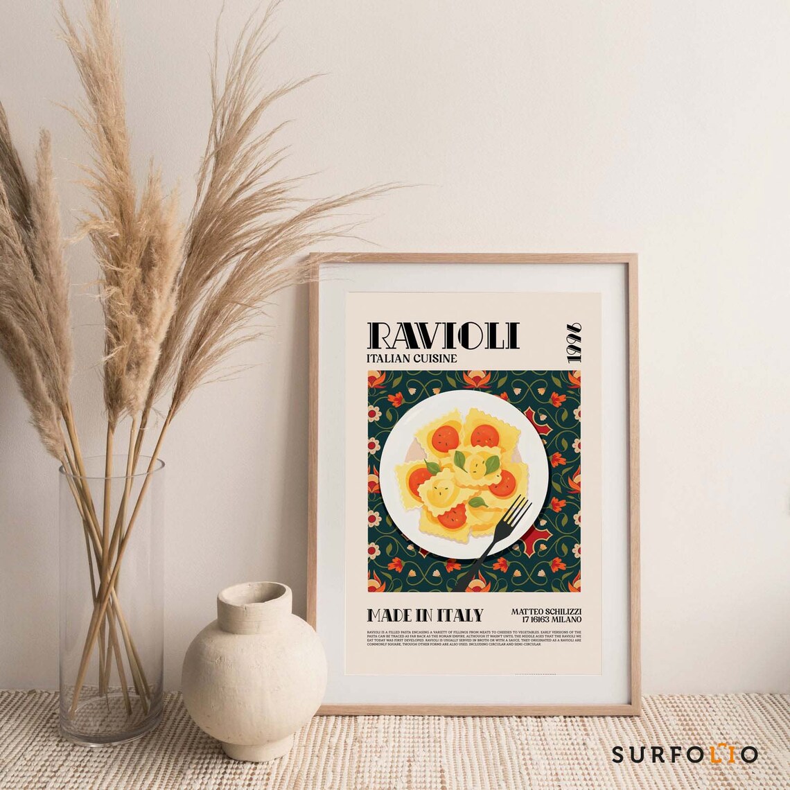 Ravioli Art Print, Italy Poster, Kitchen Art Decor, Retro Kitchen Decor ...
