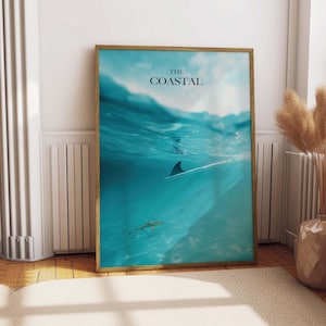 Shark Coastal Wall Art Ocean Aesthetic Shark Art Print Beach House Decor Surf Art Poster Nautical Wall Art Tropical Art Decor Marine Life