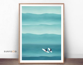 Morning Beach Print Surfing Poster Surf Aerial View Surf Art Decor Chasing Sunrise Morning Surf Beach Surf Ocean Print Surf illustration