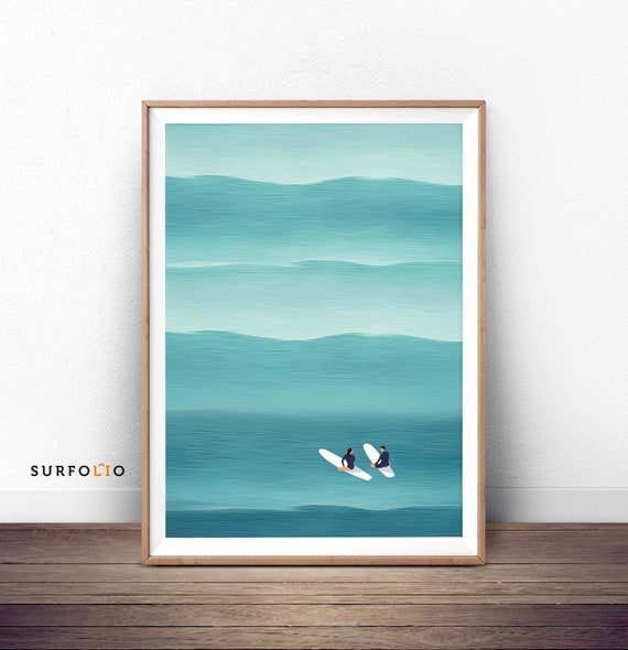 Morning Beach Print, Surfing Poster, Surf Aerial View, Surf Art Decor, Chasing Sunrise, Morning Surf Beach, Surf Ocean Print illustration