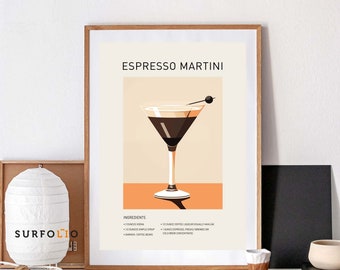 Espresso Martini Art Print, Classic Cocktail Poster (Digital Download)