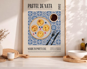 Pastel De Nata-tryck, portugisisk tårtkonst (digital nedladdning)