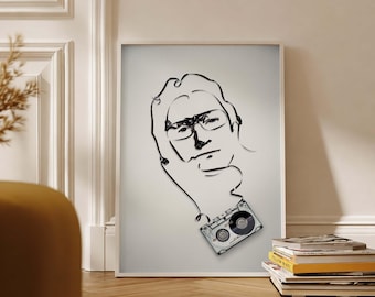 Bono Cassette Tape Art Print, poster retromuziek (digitale print)